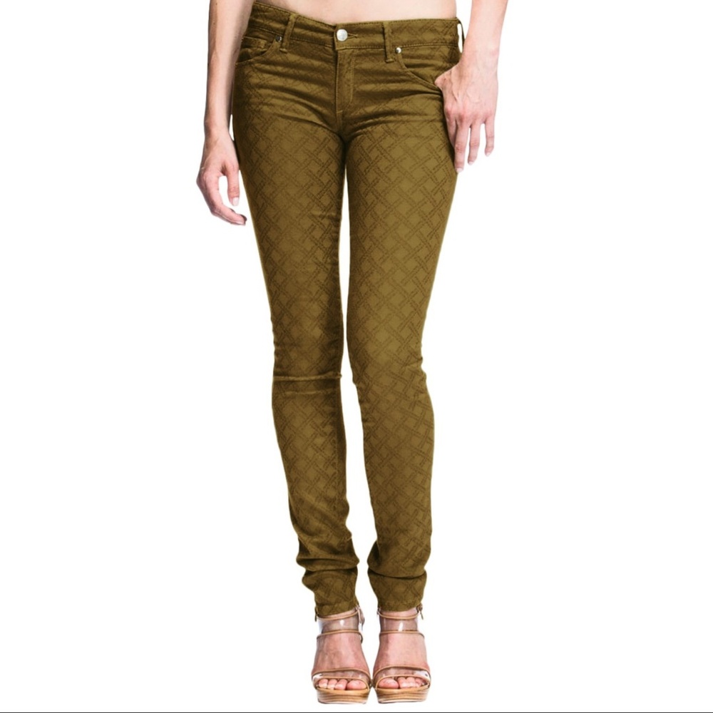 Agave Denim Delgada Lattice Skinny Jeans Low Rise
